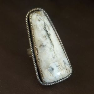 White Buffalo Turquoise Silver Ring